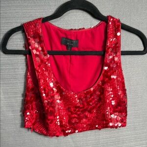 Michael Costello Red Sequin Tank Top